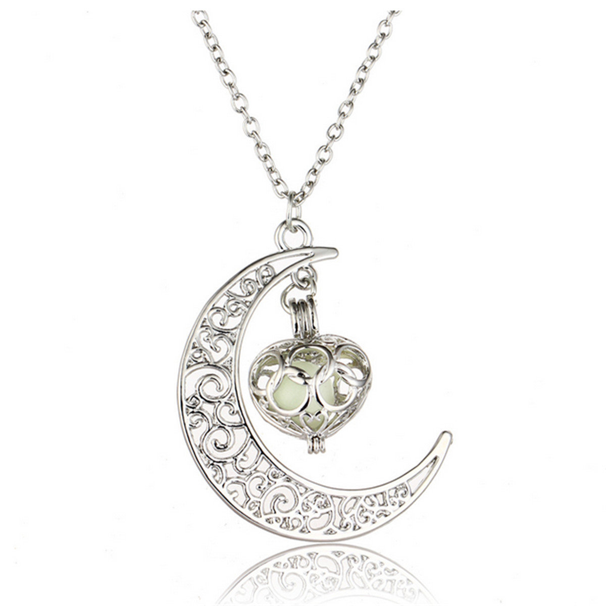 Moon Hollow Heart Luminous Necklace 