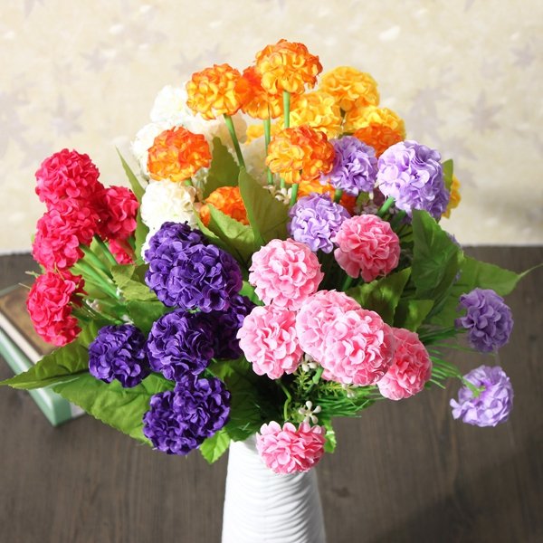 

Artificial Daisy Chrysanthemum Silk Flowers Floral Bouquet 8 Heads 7 Colors Home Garden, Pink yellow rose red orange