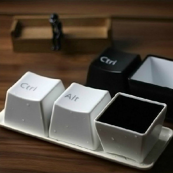 

3Pcs Creative Keyboard Tea Cup Keypad Ctrl Del Alt Cup Coffee Mug