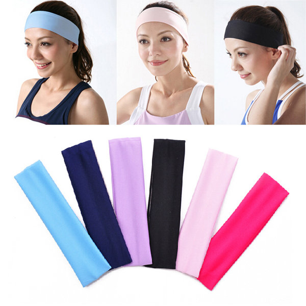 

Elastic Ladys Plain Headband Towel Yoga Sport Wash Face Bath Snood 6 Colors, Blue purple black rose red pink navy blue