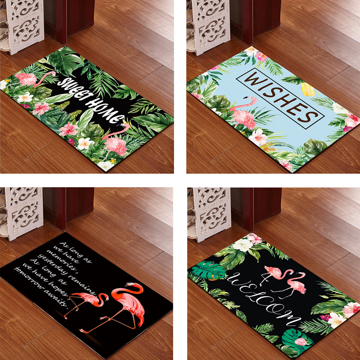 

15.7x23.6" Washable Anti-slip Flamingo Doormat, White