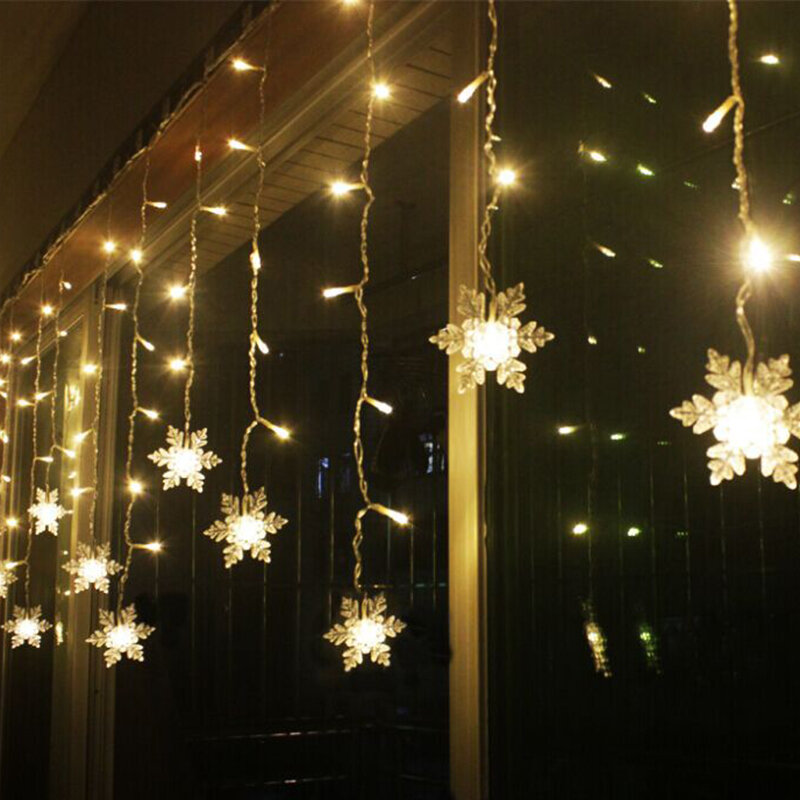 

3.8M LED Snowflake Christmas String Lights, Blue white warm white rgb
