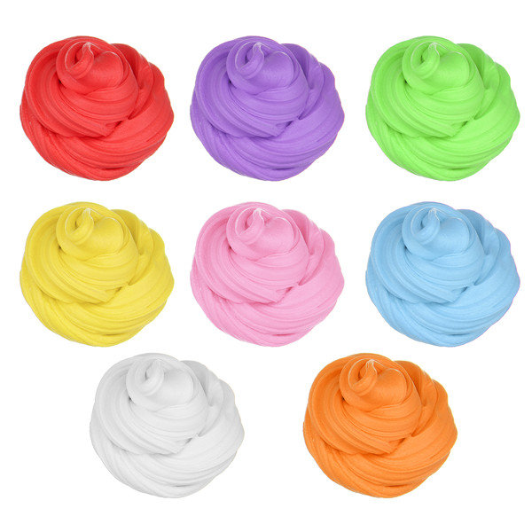 

Candyfloss Fluffy Floam Slime Clay, Yellow blue green purple pink white orange red