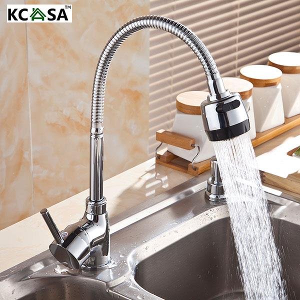 

KCASA™ Kitchen Faucet Solid Brass Pull Swivel Tap Flexible Hot Cold Taps Water Outlet