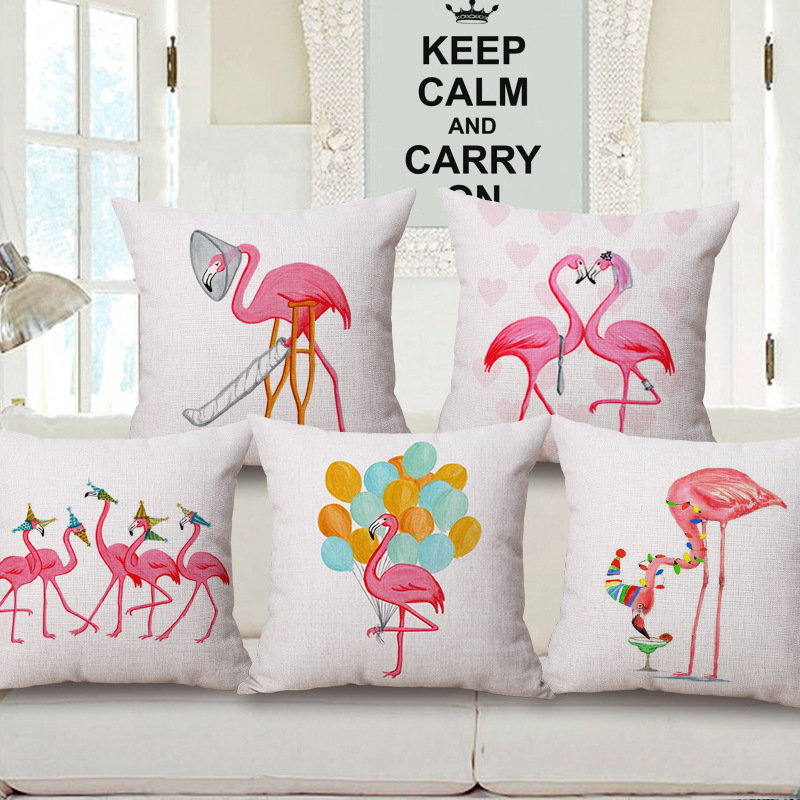 

Vintage Flamingos Cotton Linen Throw Pillow Case, White