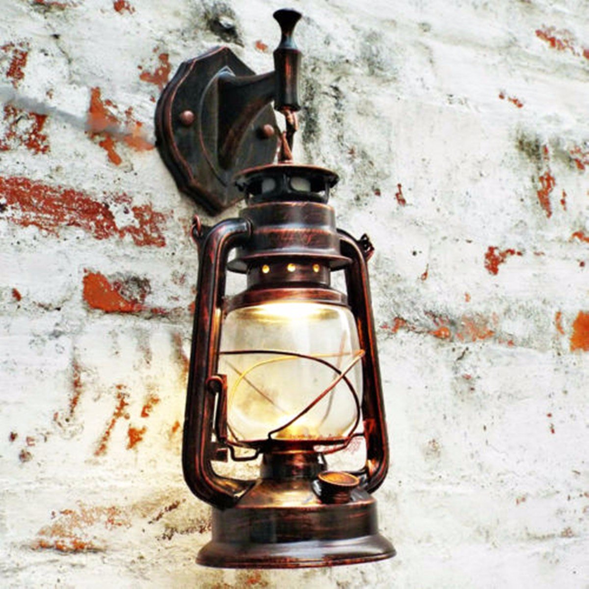 

Vintage Retro Thrift Wall Lamp Lantern Mount Sconce European Lights Home Deco Bedside Lamp, Gold red black