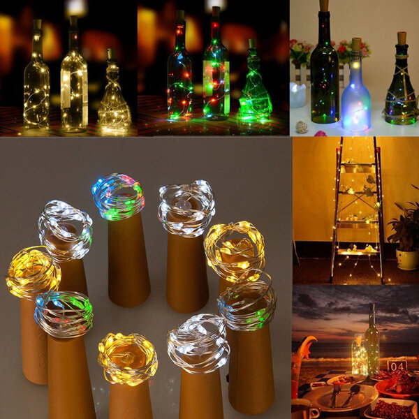 

Battery Powered 15 LEDs Cork Shaped LED Sliver Wire Starry Light Wine Bottle Lamp for Xmas Party Out, Multi-color warm white white