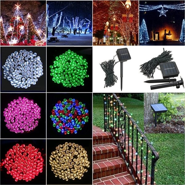 

100 LED Solar Powered Fairy String Light, Red green purple pink multicolor white blue warm white