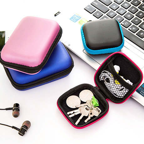 

Headphone Cable Cellphone Charger Data Cable Box Headset Storage Bag Organizer, Blue black sky blue pink yellow orange s purple rose