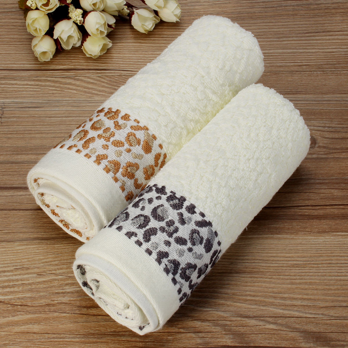 

33x74cm Jacquard Cotton Towel Bathroom Absorbent Face Cloth Shower Washcloth, Coffee