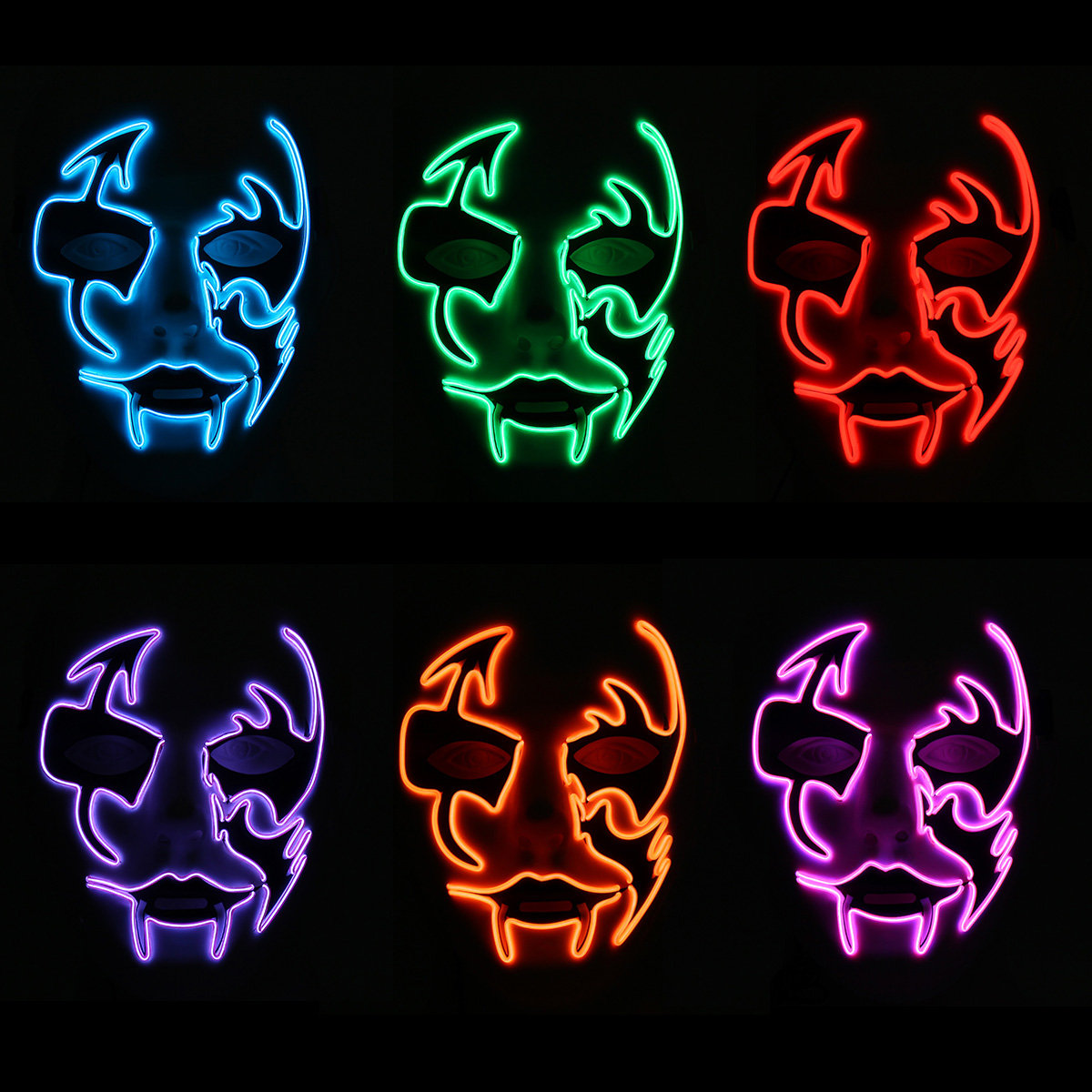 

LED Luminous Flashing Face Mask Party Masks, Orange purple red green blue pink
