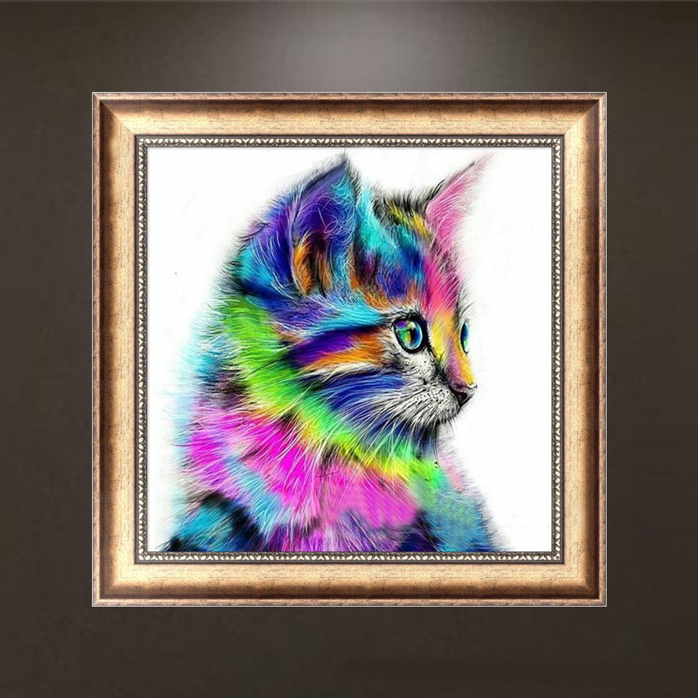 

30x30cm 5D DIY Cross-stitch Colorful Cat Diamond Printing Embroidery Home Decor