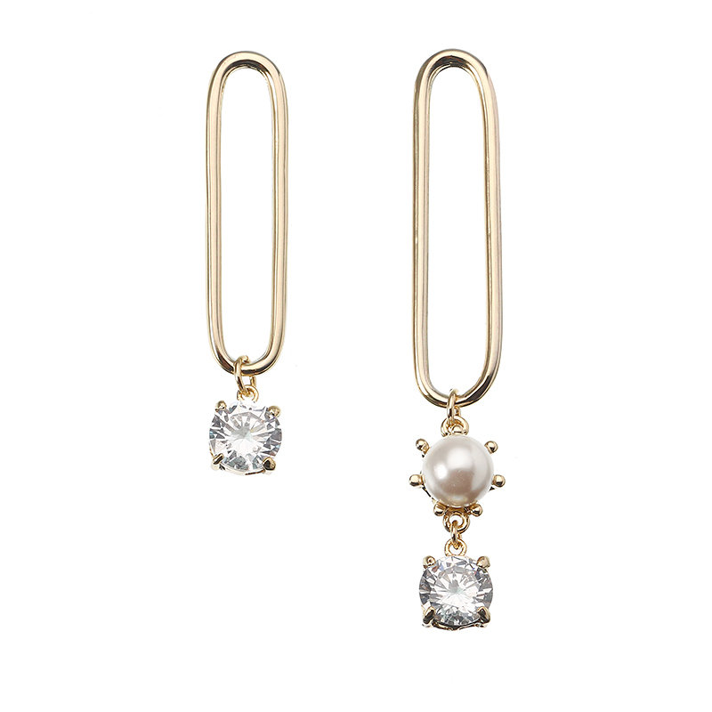 

JASSY® Zirconia Asymmetrical Earrings, Silver gold