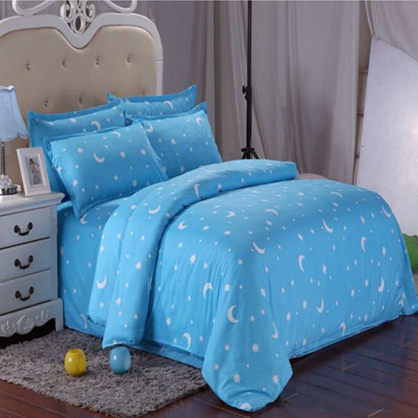 

Cotton Blue Stars Moon Printing Bedding Set Bed Sheet Duvet Cover Single Twin Queen Size