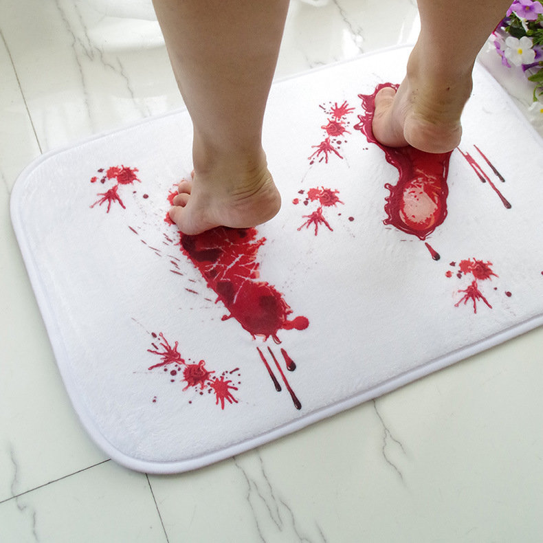 

Halloween Terror Blood Footprints Non-slip Floor Mat Bathroom Kitchen Bedroom Doormat Carpet Decor