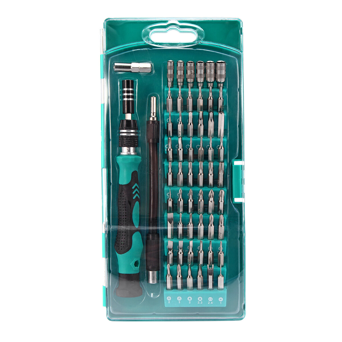 

58 In 1 Multi-function Precision Screwdriver Kit with 54 Bits for Phone Watch Sun Glassess Repair Tool, Blue green