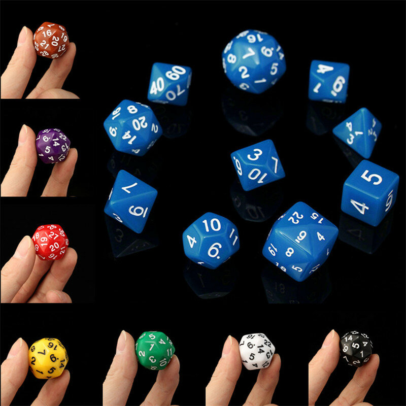 

10pc/Set D4-D30 Multi-sided Dices TRPG Games Gaming Dices 8Color Intelligence Toys, Purple yellow green white black brown blue red