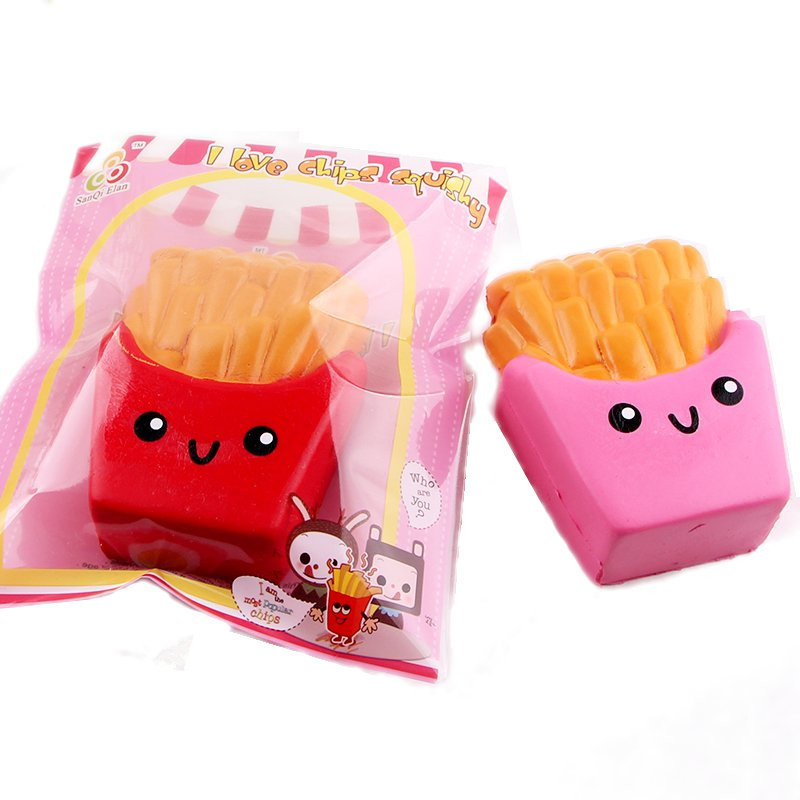

SanQi Elan Squishy French Fries Chips Slow Rising With Packaging Collection Gift Decor Toy, Red pink