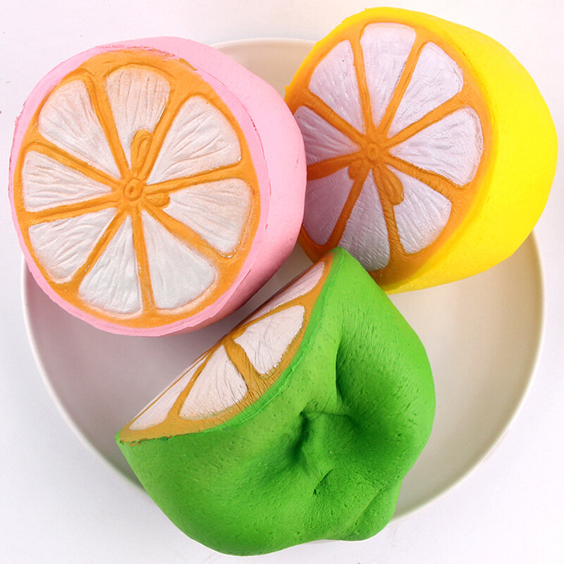 

SanQi Elan Squishy Jumbo Lemon 11cm Slow Rising Original Packaging Fruit Collection Decor Gift Toy, Pink yellow green