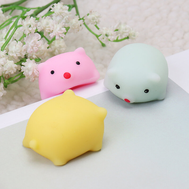 

Pig Squishy Squeeze Cute Healing Toy, Pink blue yellow