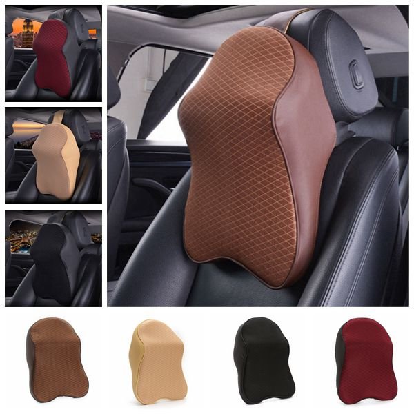 

Car Seat Headrest Pad Memory Foam Pillow Head Neck Rest Support Cushion Home Office Cushions, Black red khaki coffee black