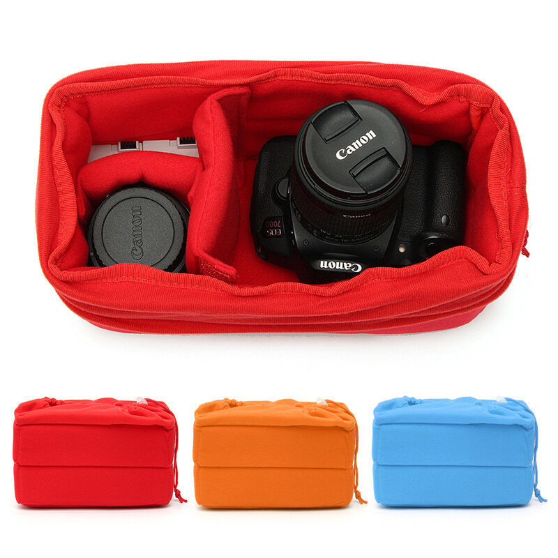 

Padded Shockproof DSLR SLR Camera Insert Bag Protect Case Pouches For Canon For Nikon For Sony, Dark orange lake blue red