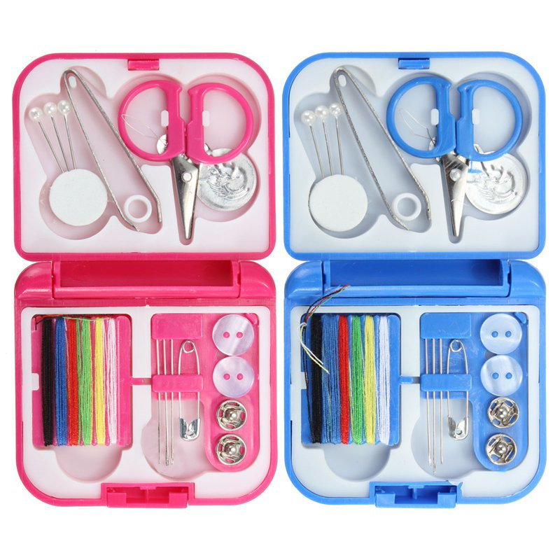 

Portable Mini DIY Multi-function Sewing Kit Needle Thread Scissor Tools Home Travel Sewing Set, Royal blue rose red