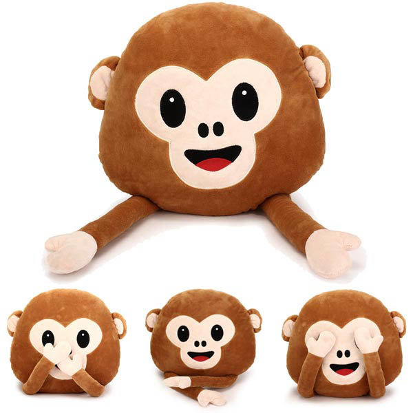 

35cm Creative Emoji Monkey With Hands Throw Pillow Plush Stuffed Cushion