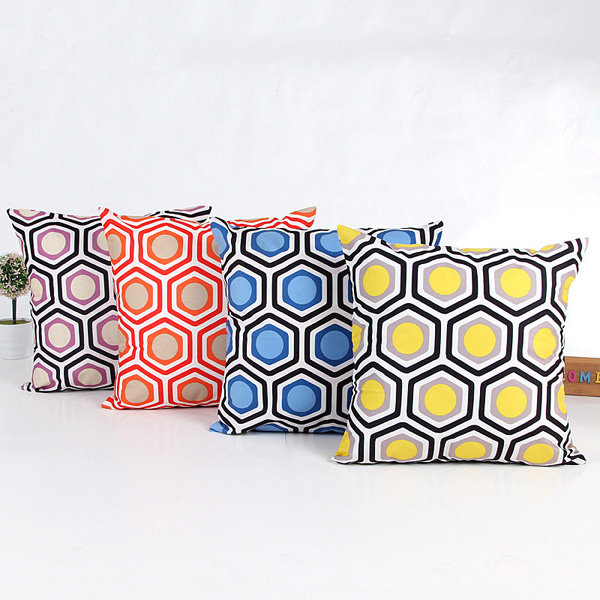 

Colorful Geometric Duplex Printing Throw Pillow Cases Soft Dacron Home Sofa Cushion Cover, Orange yellow blue purple