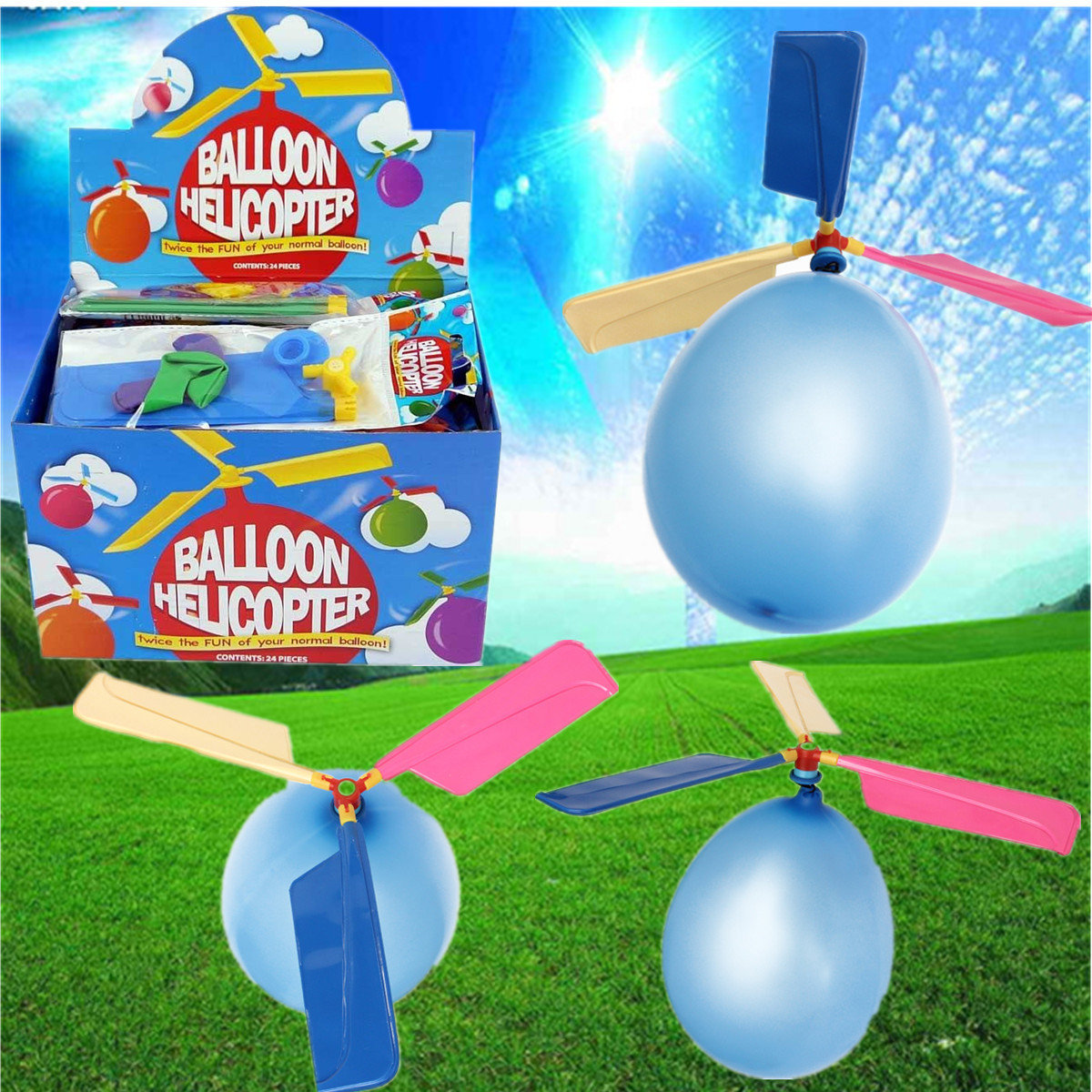 

20 PCS Colorful Traditional Classic Balloon Helicopter Portable Flying Toy Beach Toys