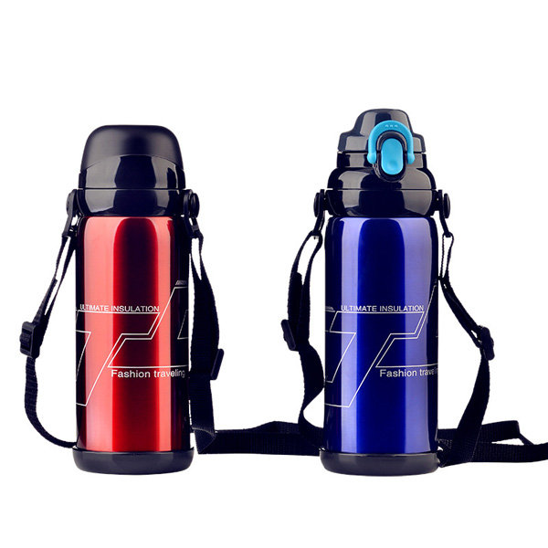 

800ml Stainless Steel Double Cover Thermal Insulation Kettle Vacuum Thermos Flask Travel Mug, Grey wine blue red black
