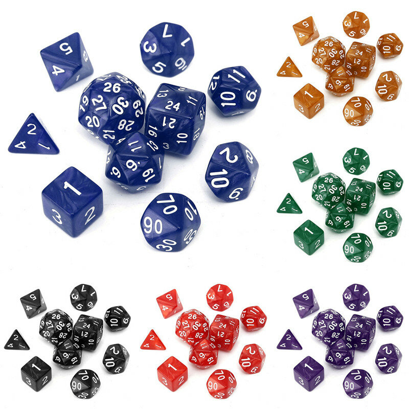 

10pc/Set TRPG Games Gaming Dices D4-D30 Multi-sided Dices 6Color, Red brown blue purple green black