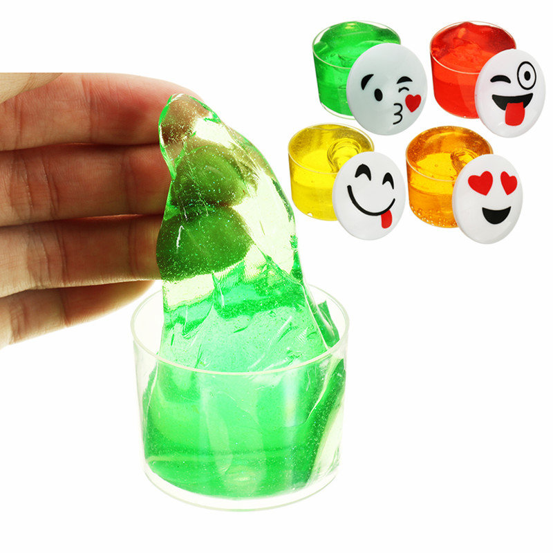 

Emoji Face Slime Cup Bottle Crystal Mud, Orange green yellow red