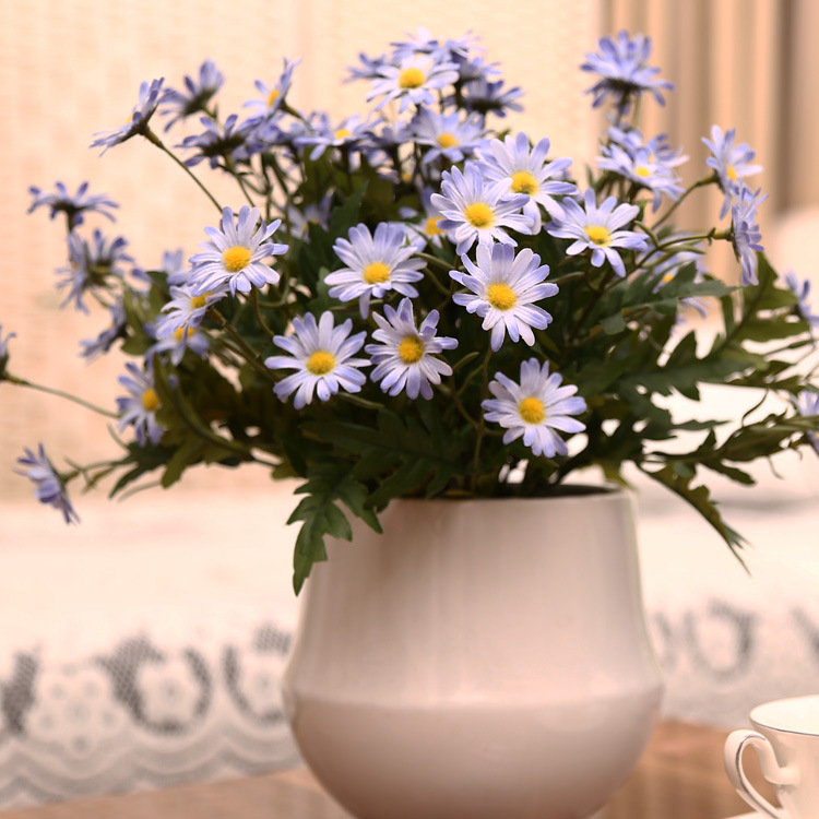 

10PCS/ Artificial 9 Heads Daisy Flowers, Purple blue yellow pink white