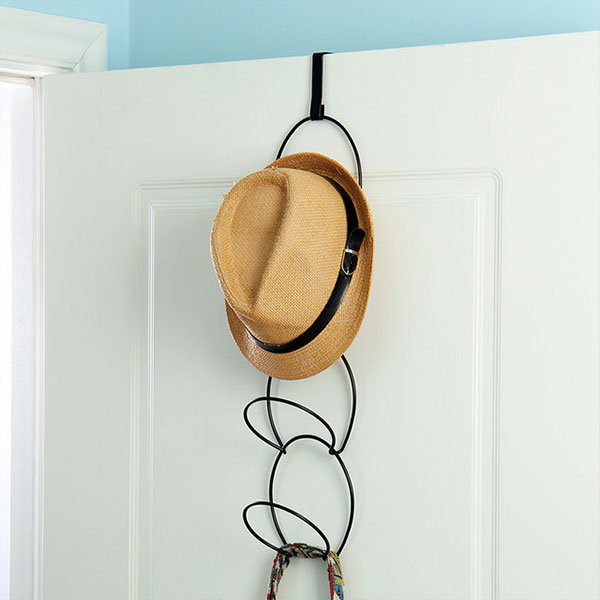 

Hats Clothes Tie Interlink Holder Wire Stackable Storage Rack Kitchen Organizer Door Wall Hooks, White