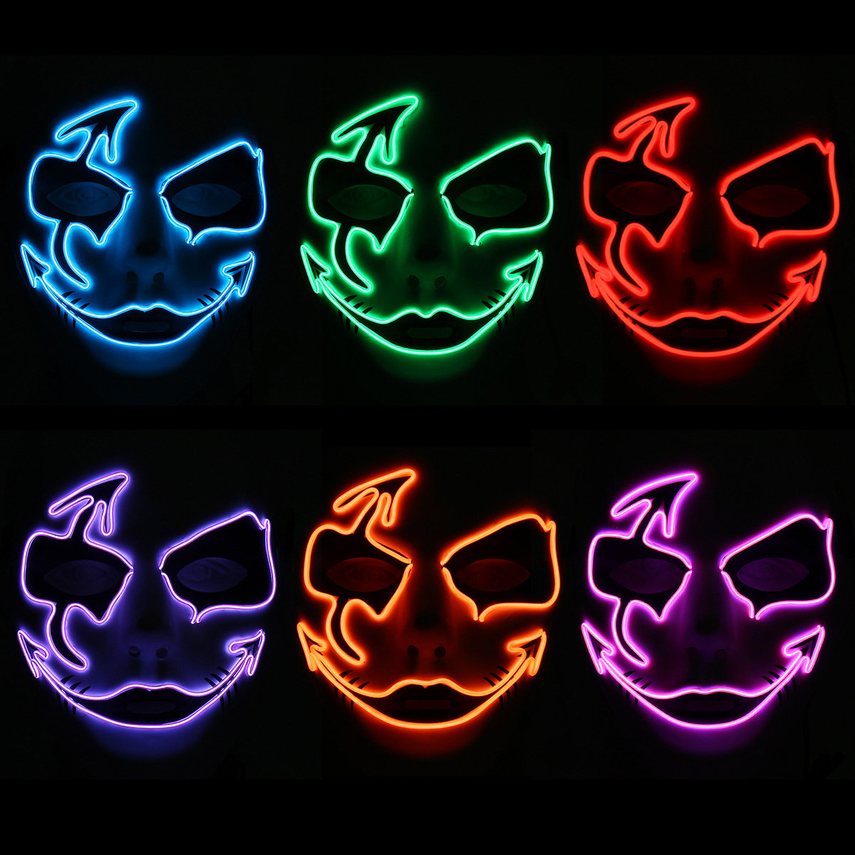 

LED Luminous Flashing Party Masks, Purple red green blue pink