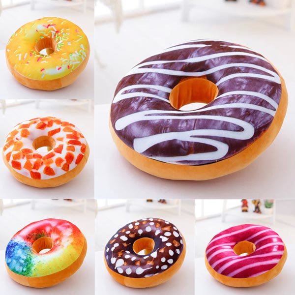

40cm Colourful Creative 3D Plush Donut Throw Pillow Sofa Car Office Cushion Valentines Gift, White