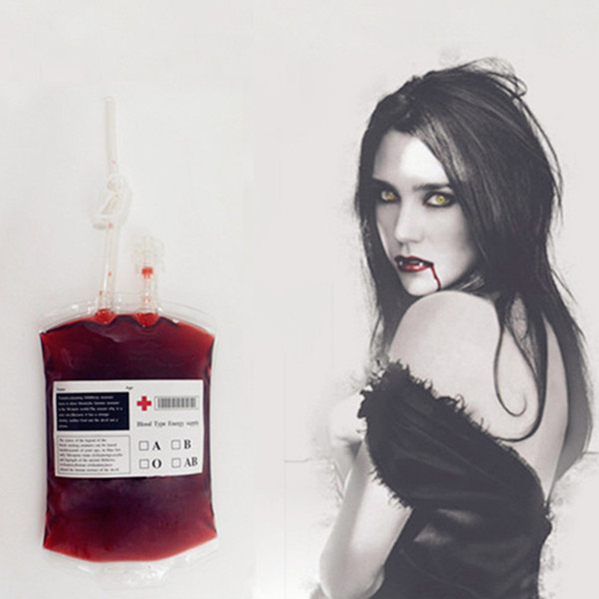 

250ml Transparent Reusable Blood Energy Drink Bag Halloween, White