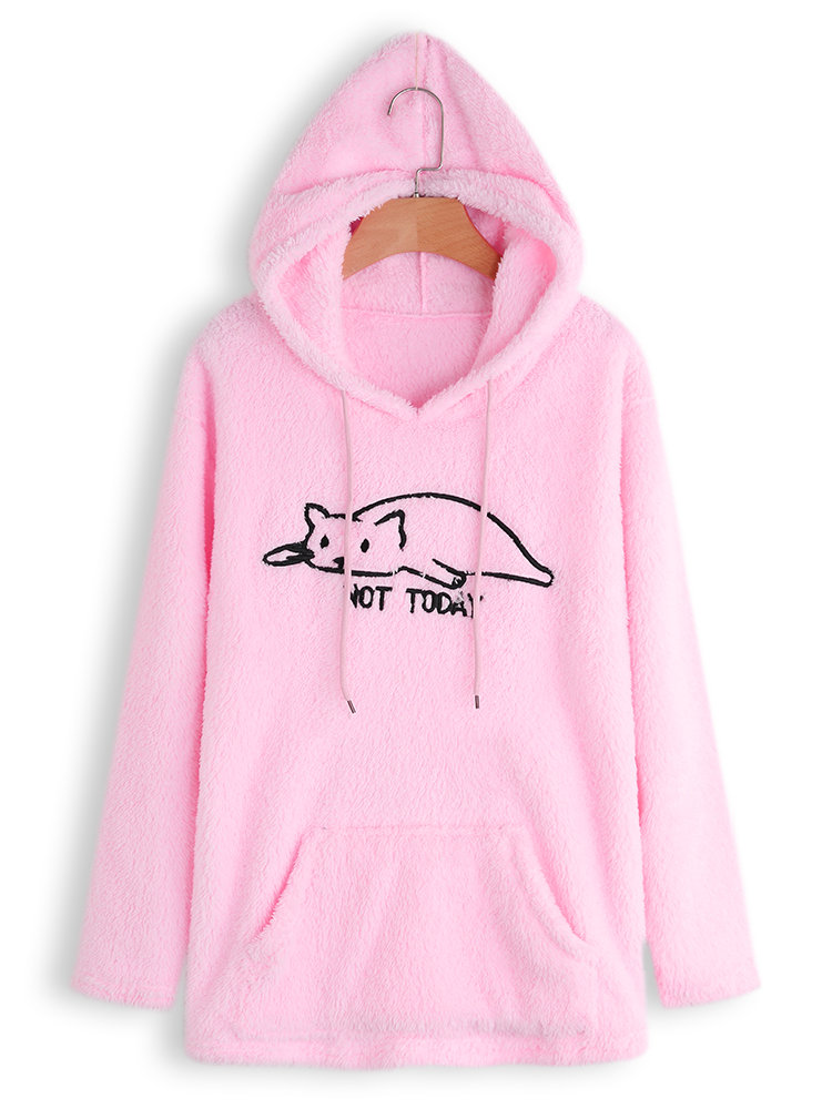 

Embroidery Cat Pockets Hoodies