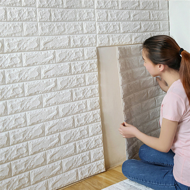 

PE Foam 3D Wall Stickers Safty Home Decor DIY Wallpaper, White green coffee white blue grey