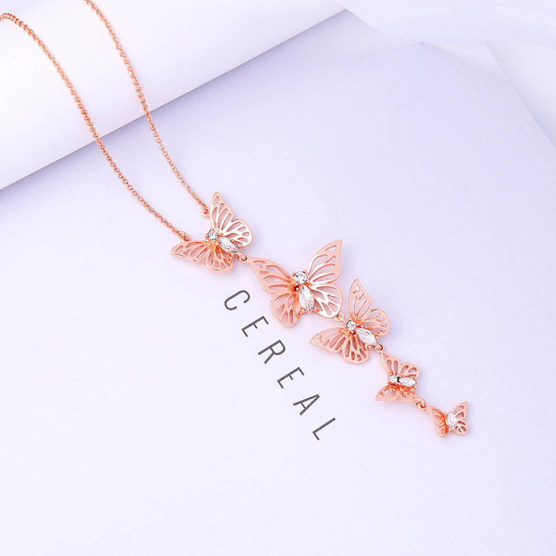 

Elegant Butterfly Pendant Necklace, White