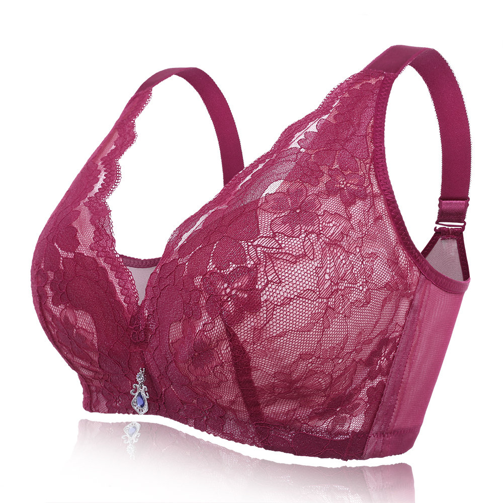 

Lace Deep Plunge Lightly Lined Bras, Pink blue black nude wine red cameo