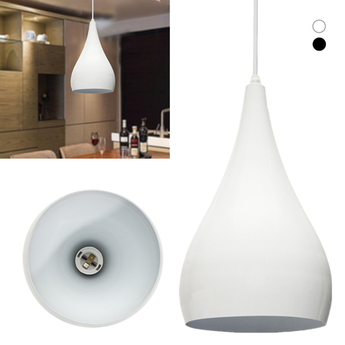 

5.9'' Modern Dome Hanging Ceiling Pendant Lampshape Decorative String Light Fixture Chandelier, White black