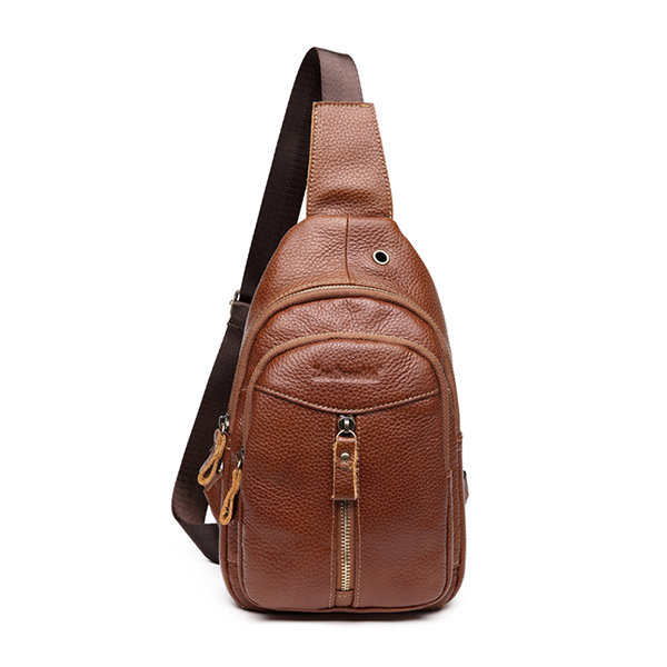 

Cowhide Genuine Leather Vintage Chest Bag Solid Sling Bag