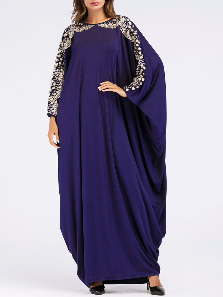 

Bat Sleeve Robe Blue Muslim Dress