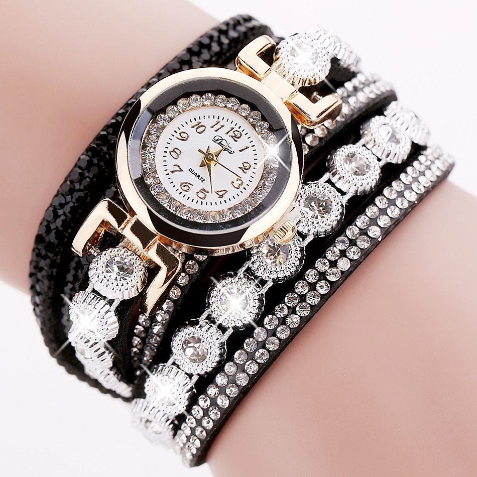 

Multilayer Stylish Crystal Bracelet Watch, Purple off white grey rose royal sky blue red white black