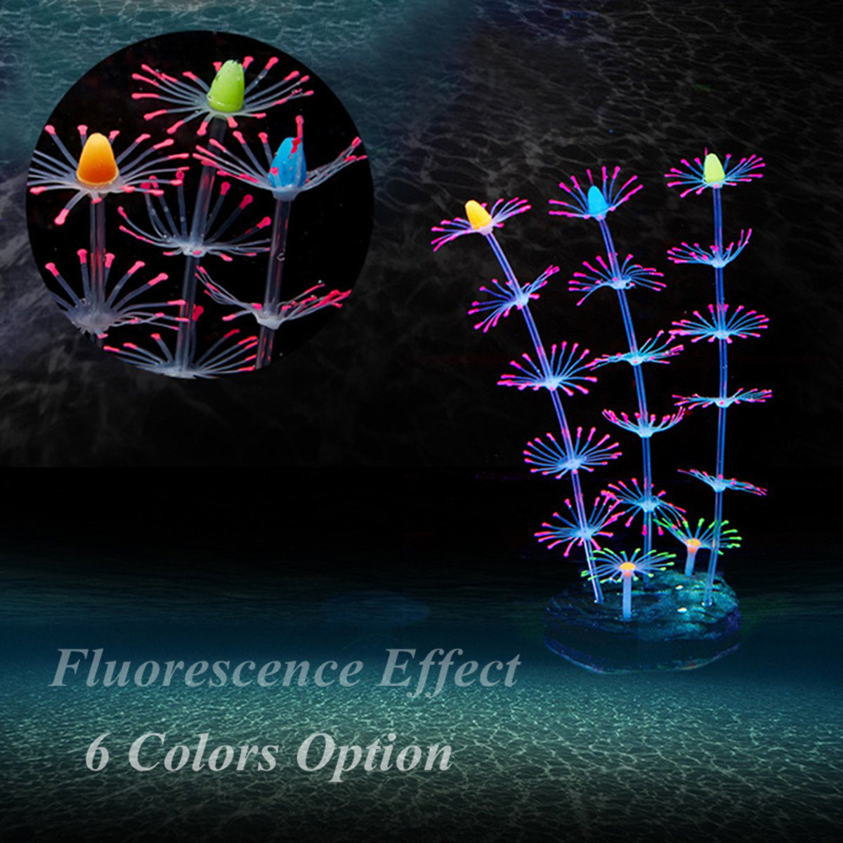 

Fluorescent Aquarium Artificial Coral Decoration Fish Tank O, Orange purple green blue yellow red