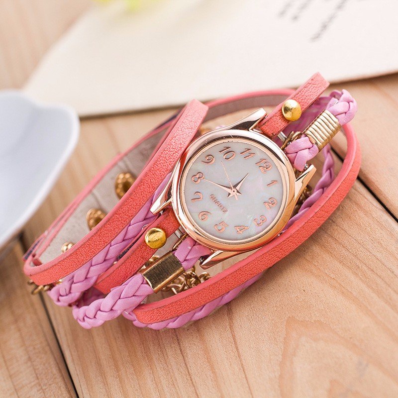 

Multilayer Leather Women Watches, Pink rose red royal blue brown light blue black red white