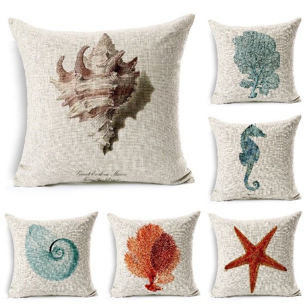 

Sea Nature Style Cushion Cover Cotton Linen Pillow Case, White