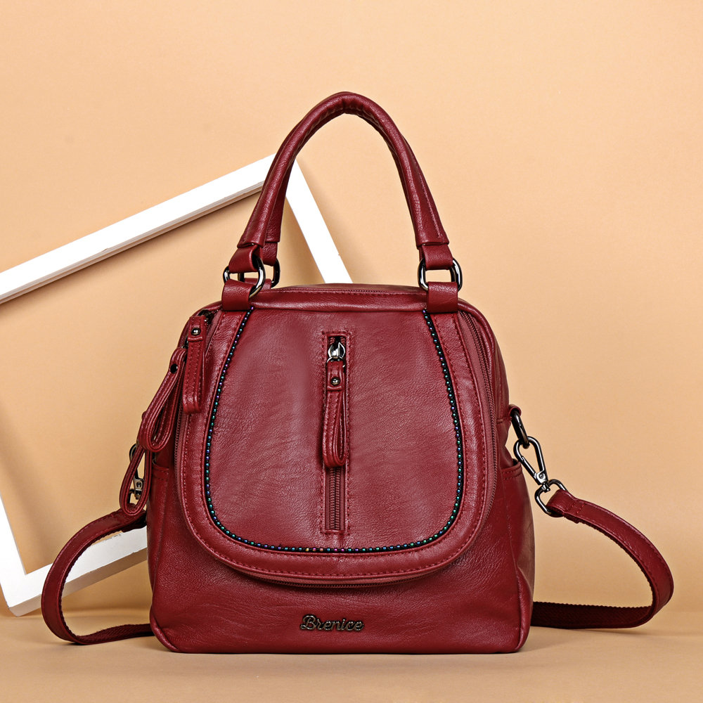

Brenice Multifunction Handbags Vintage Bohemia Shoulder Bag, Red gray brown purple black